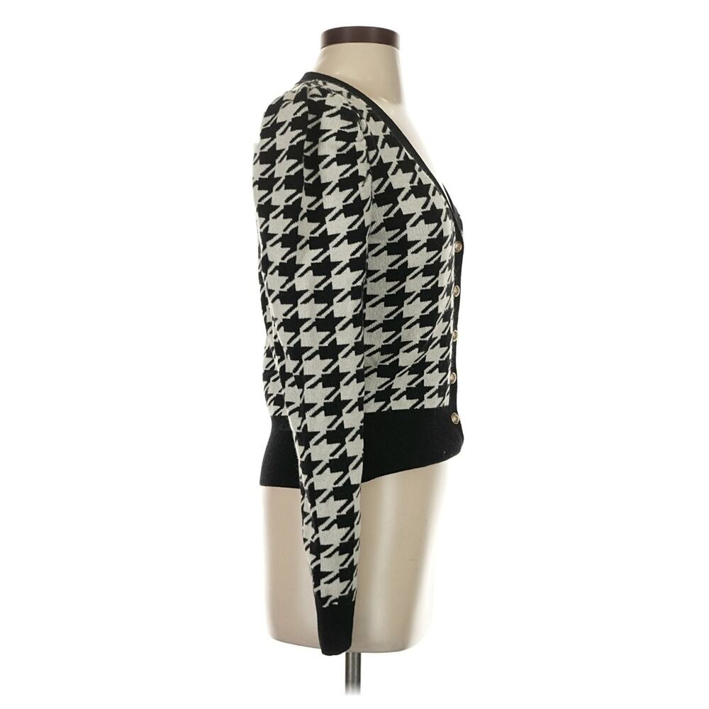 Generation Love Womens Black White Houndstooth Cardigan Sweater Size Small - Picture 3 of 13